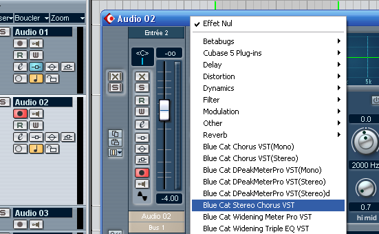 Step 04 - Insert the target fx (Stereo Chorus) on the target track